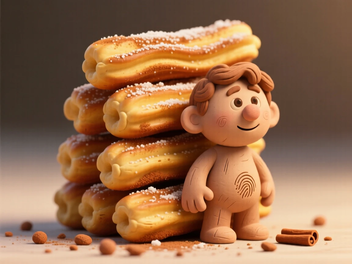 A stack of golden churros dusted with cinnamon sugar