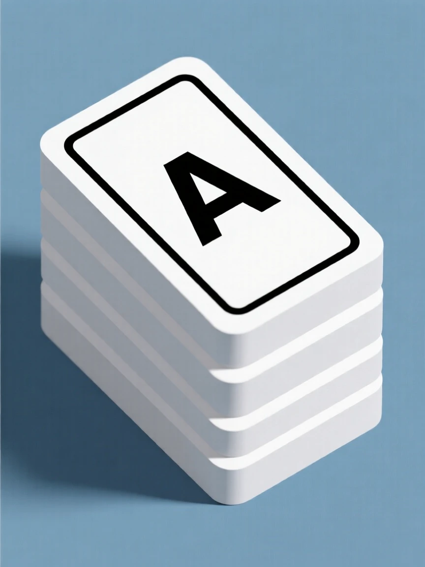 A stack of flashcards for studying
