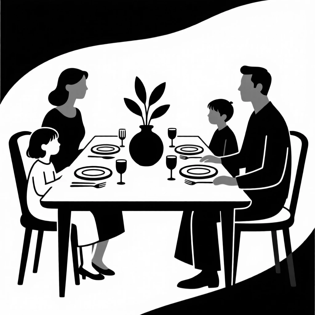 A family gathered around a table for a holiday meal.