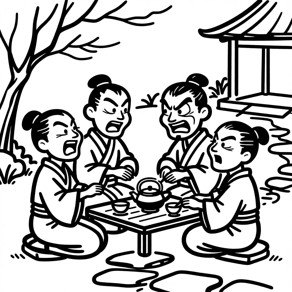 A traditional tea ceremony being performed gracefully in a serene garden setting.