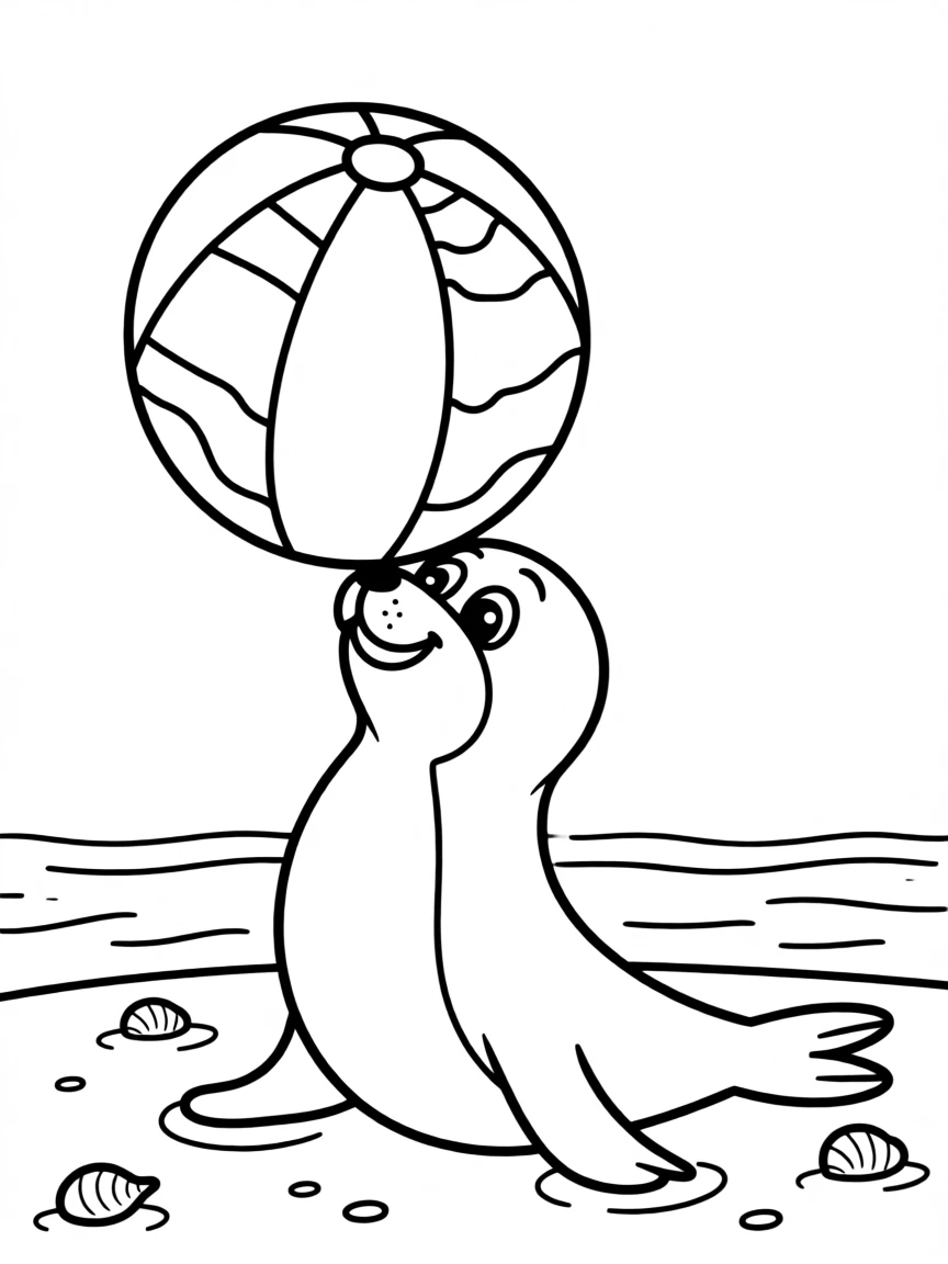 A seal balancing a beach ball on its nose