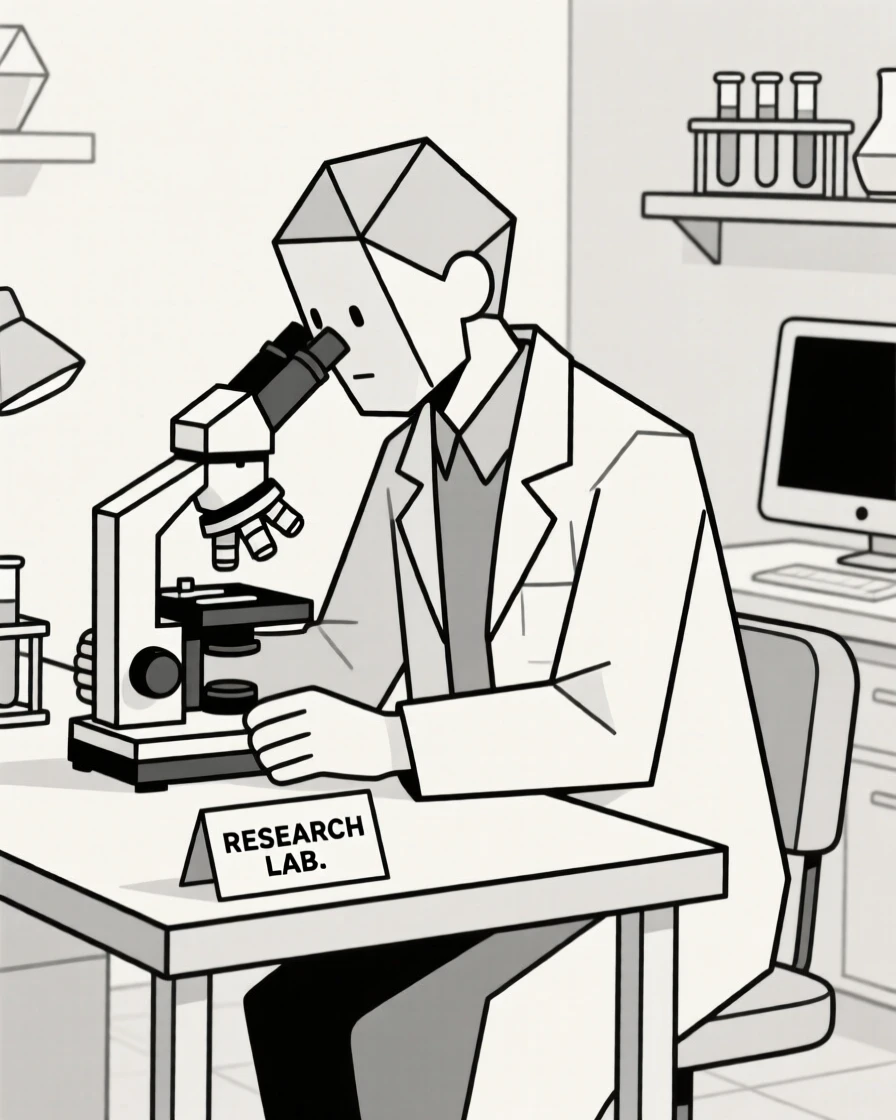 A scientist looking through a microscope in a lab