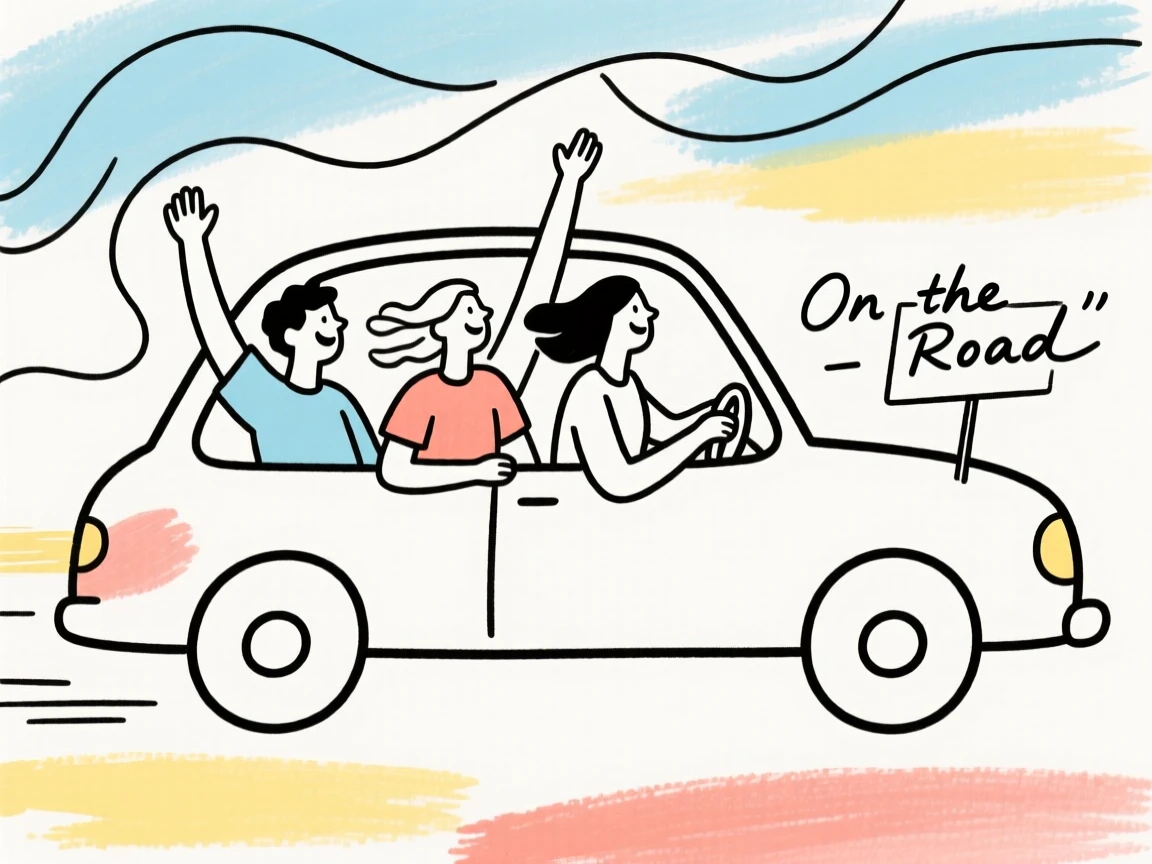 Friends road-tripping together