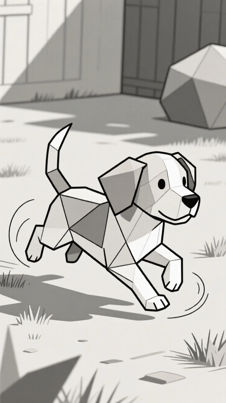 A beagle puppy chasing its tail in a yard