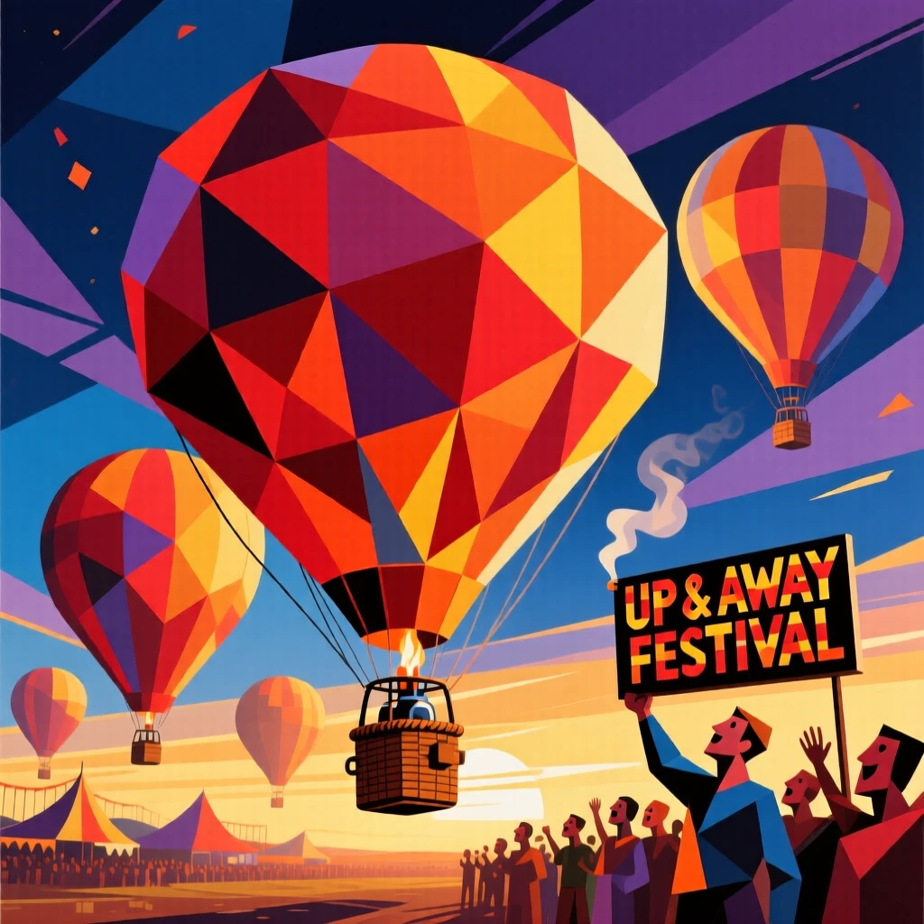 A hot air balloon festival filling the sky with colorful balloons at dawn.