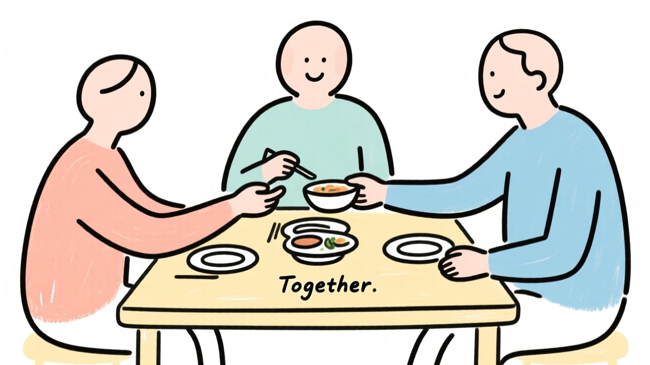 Neighbors sharing a meal together