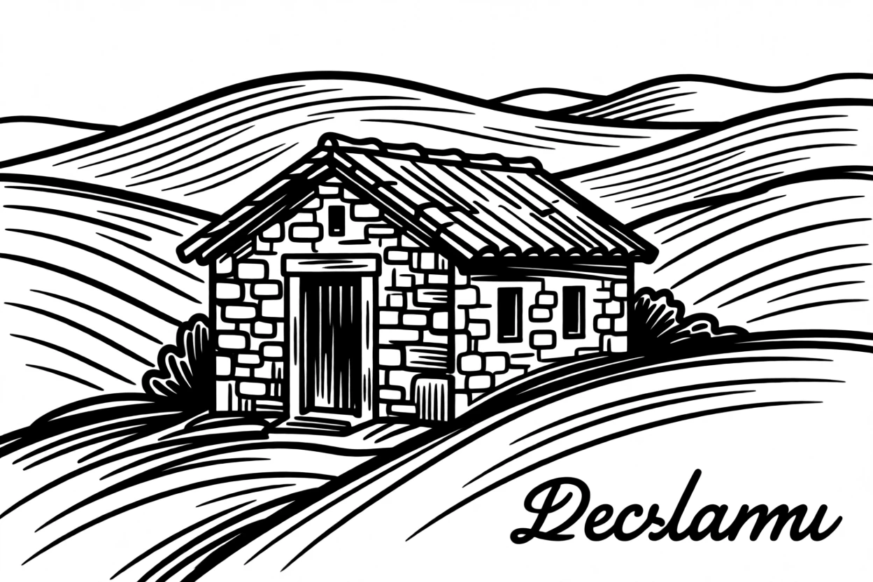A traditional stone farmhouse surrounded by rolling Tuscan hills.