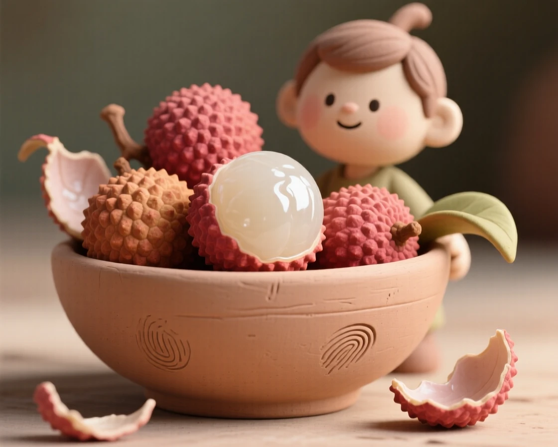 A bowl of fresh lychee peeled to reveal their pearly flesh