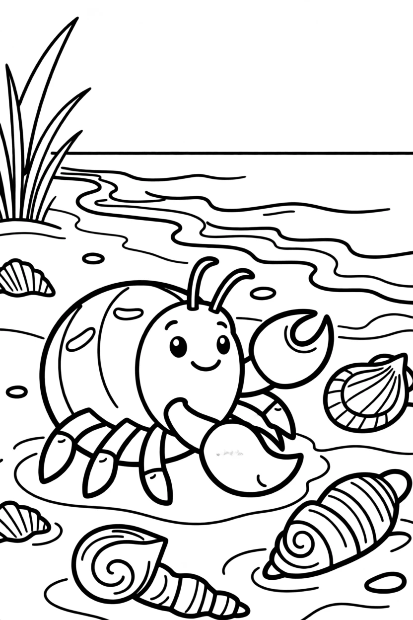 A hermit crab searching for a new shell on the beach