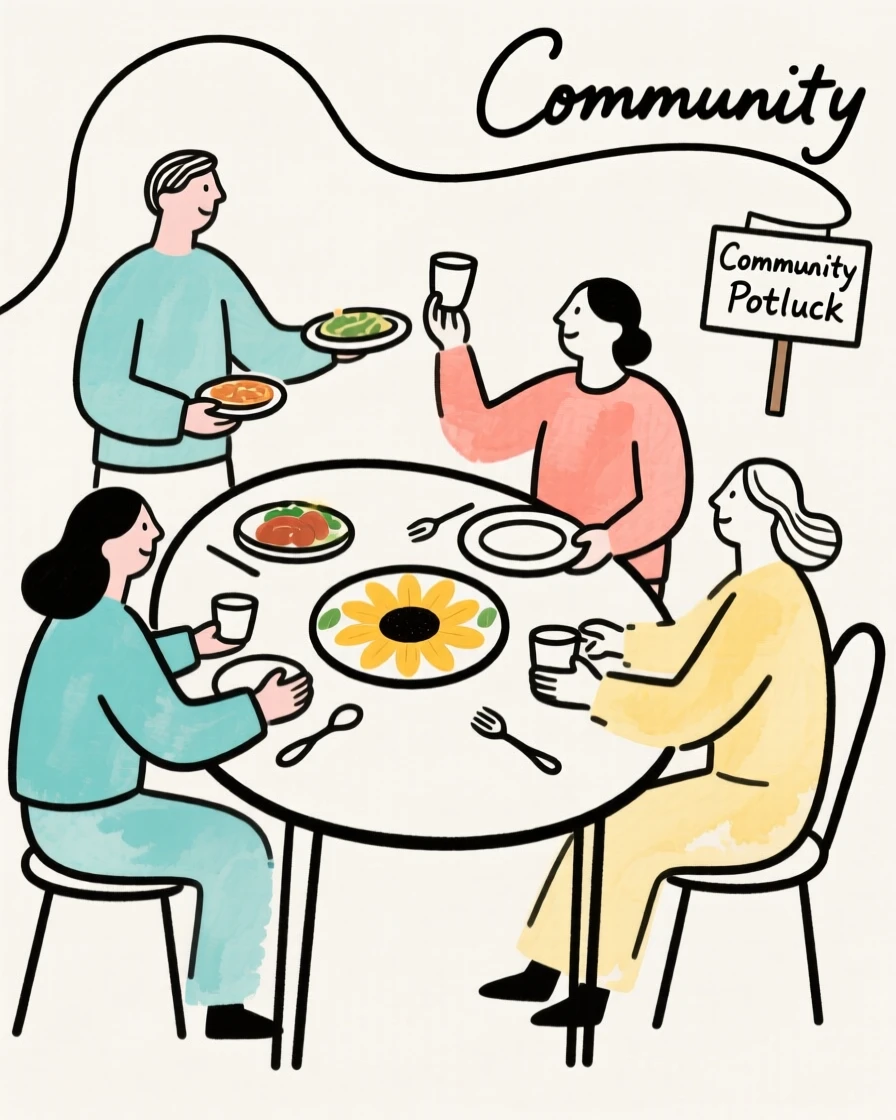 A community potluck gathering