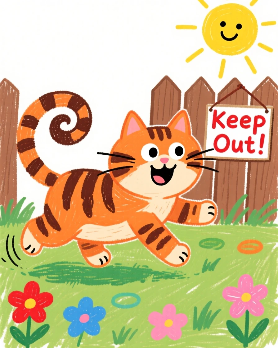 A playful tabby cat chasing its tail in a sunny backyard.