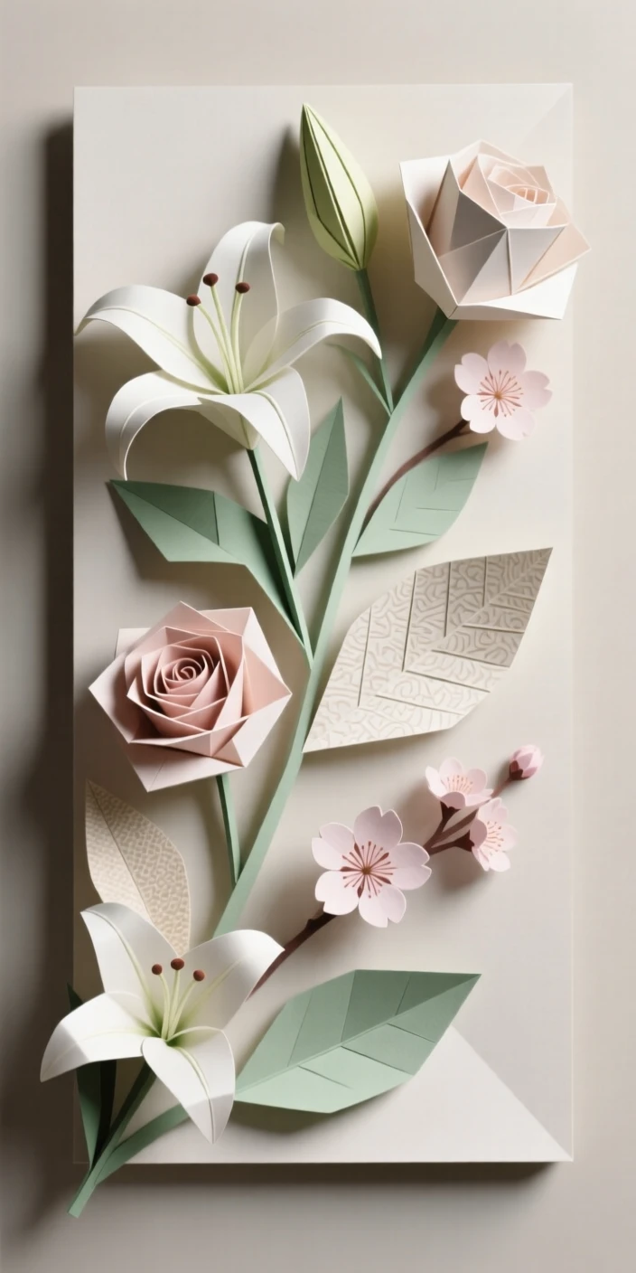 An elegant floral cornerpiece design flowing diagonally across a panel.