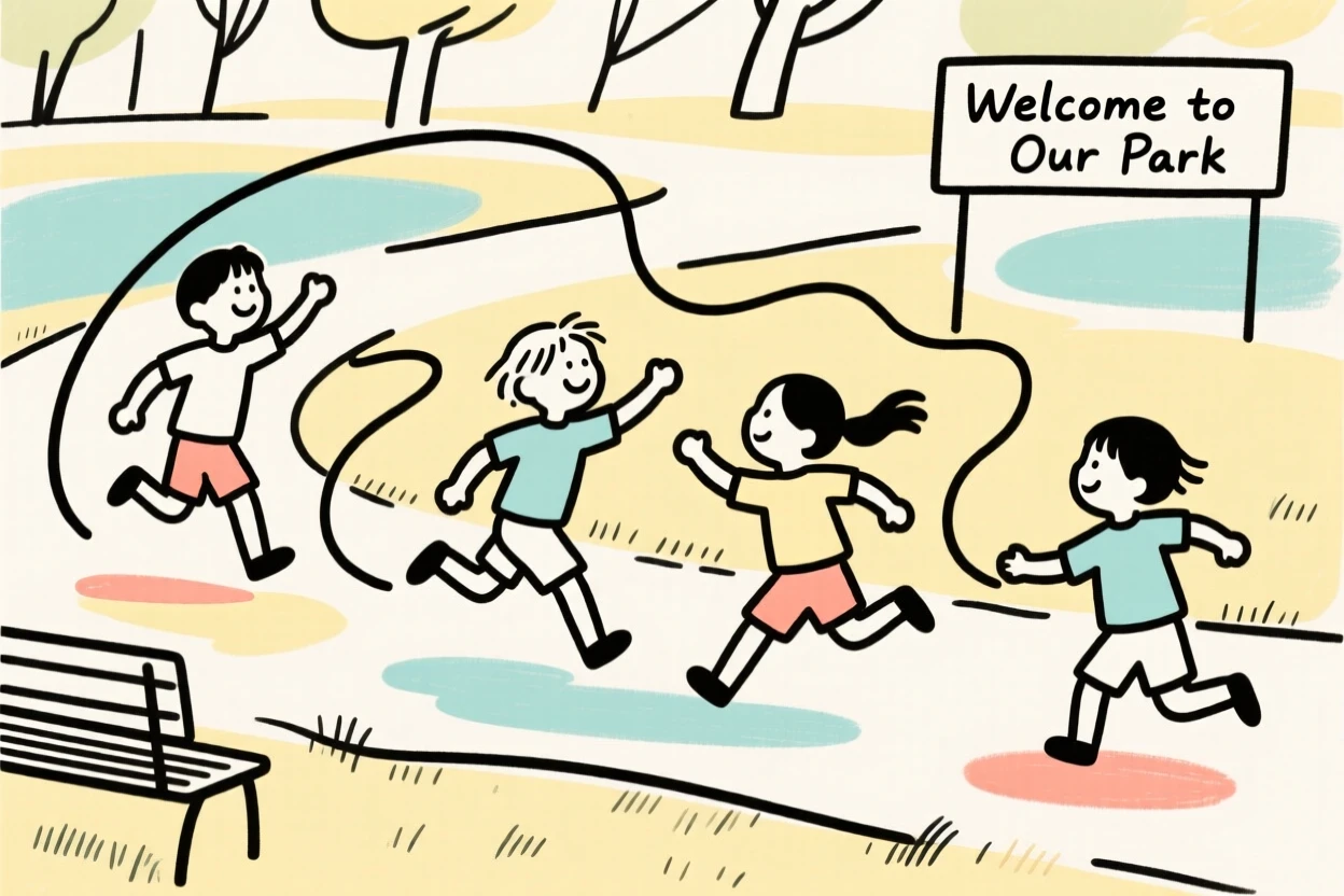 Children playing together in a park