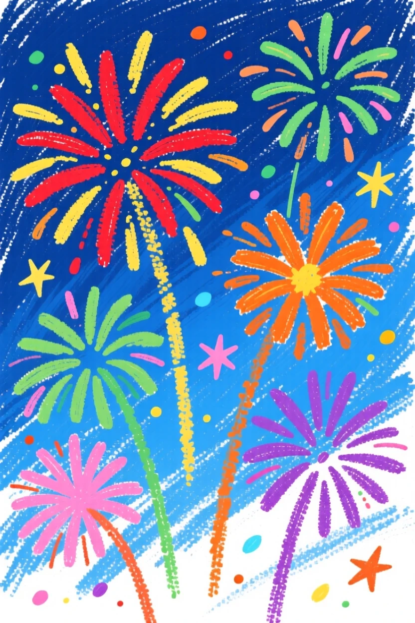 Fireworks bursting in colorful patterns over a summer night sky.