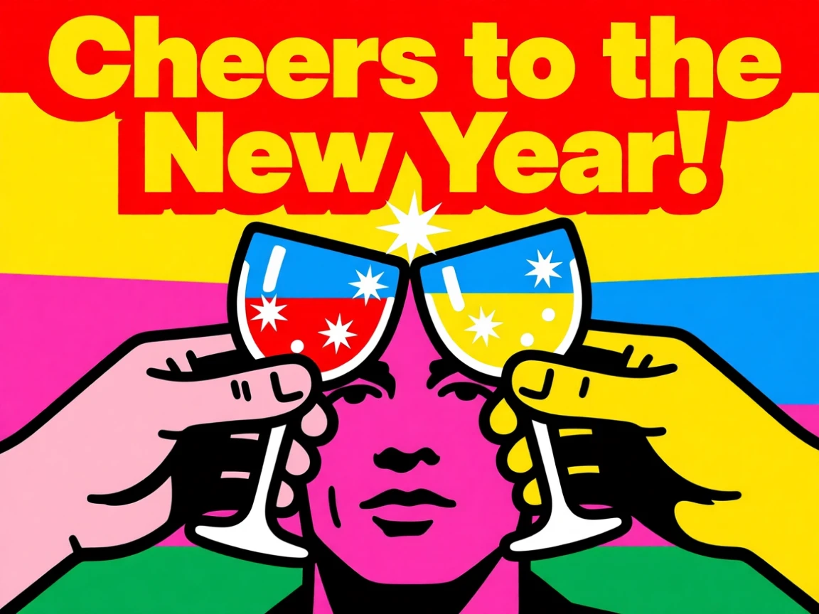 New Year's toast with sparkling glasses clinking