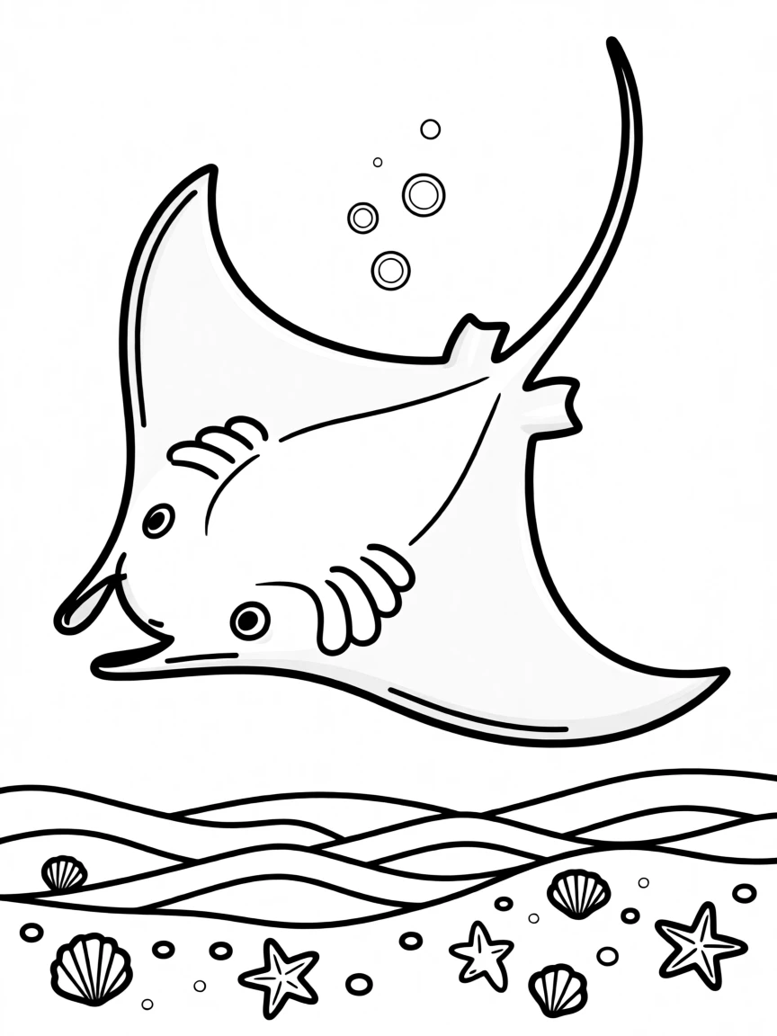 A stingray gliding gracefully over a sandy ocean floor