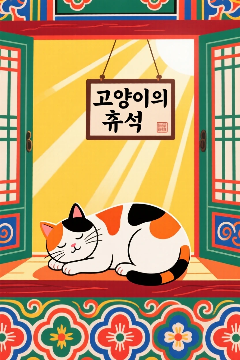 A calico cat napping in a sunlit windowsill.