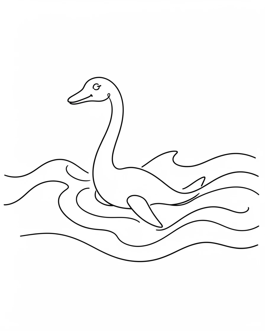 A Plesiosaurus surfacing among the waves of an ancient sea