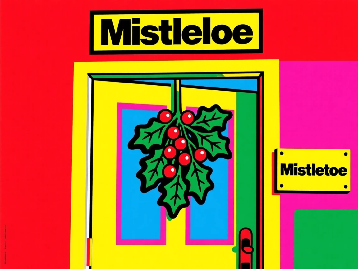 Christmas mistletoe hanging in a doorway