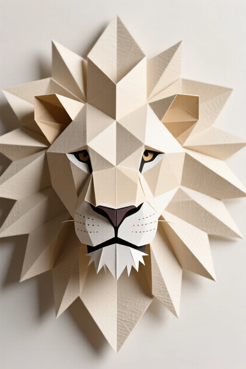 A decorative lion's head centered within an ornate symmetrical mane pattern.