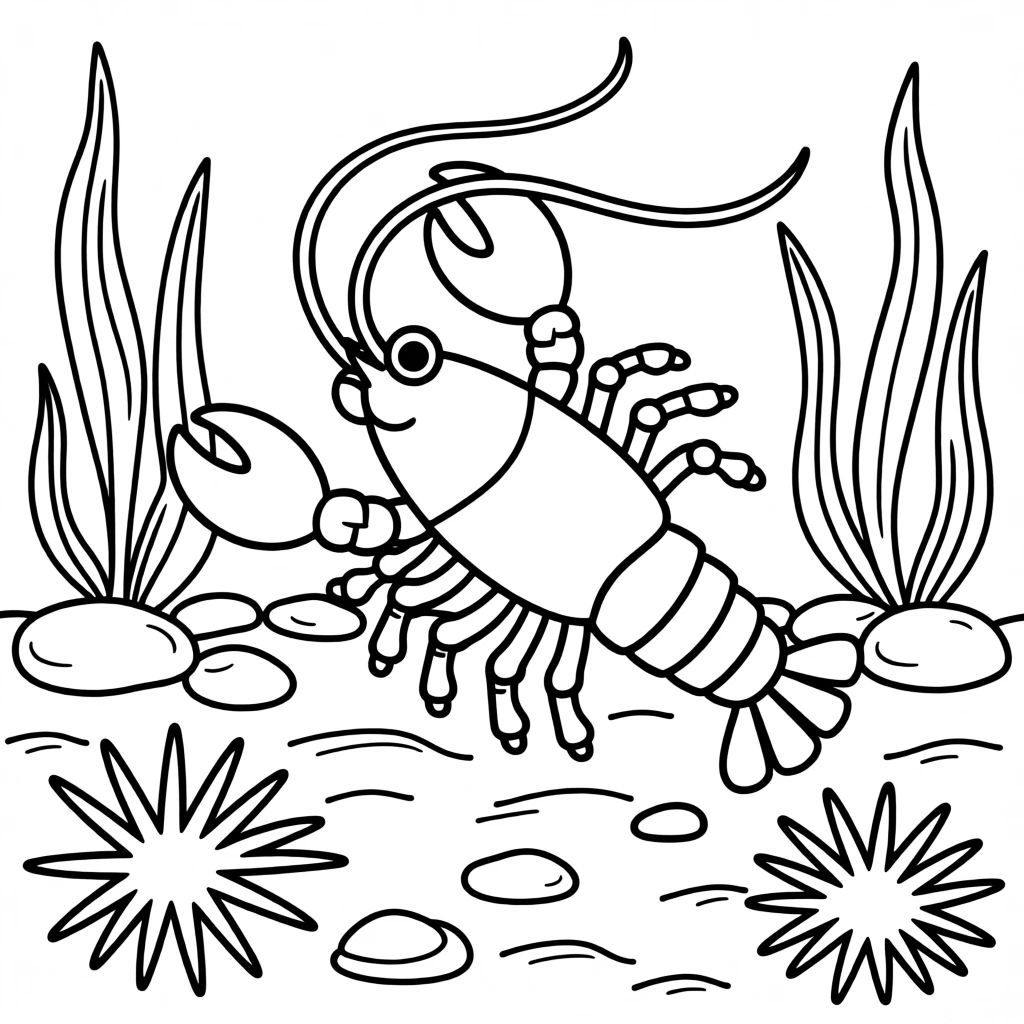 A lobster walking along the rocky ocean bottom