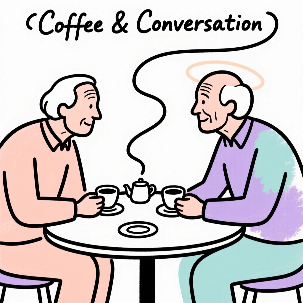 Old friends meeting for coffee
