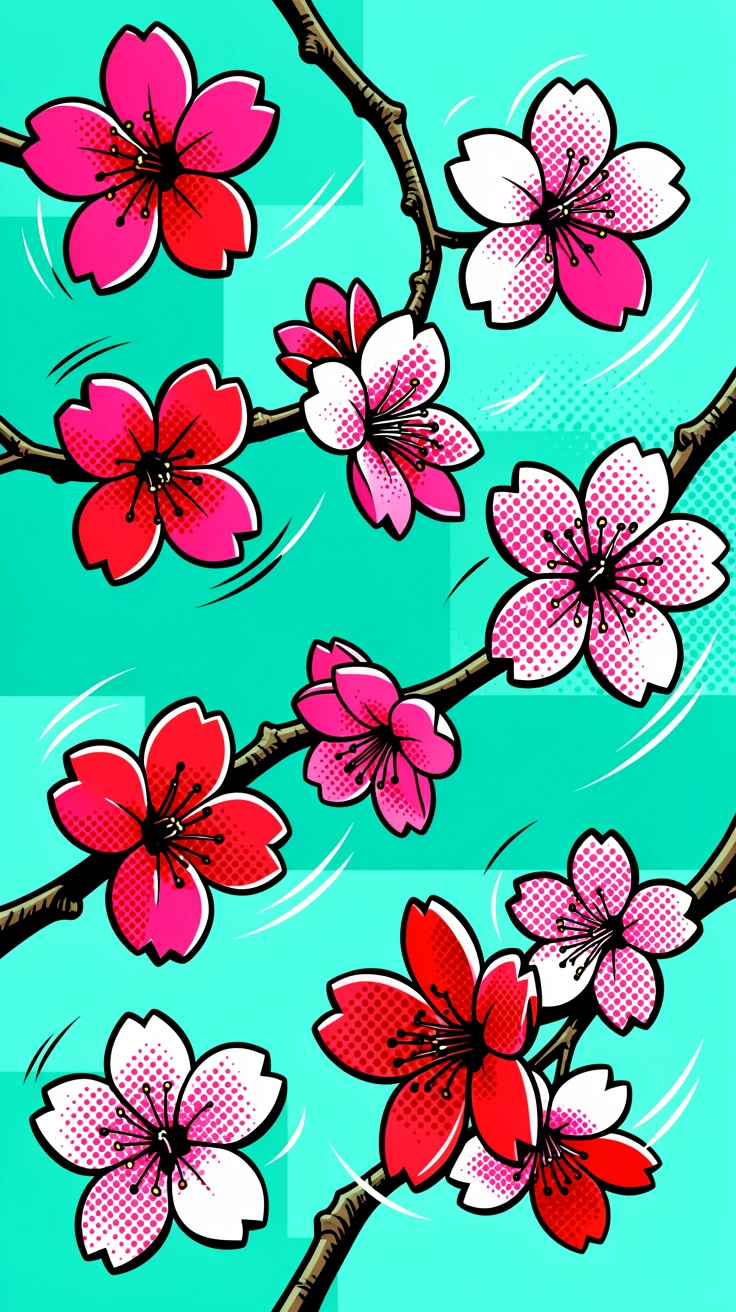 Cherry blossoms drifting gently in a spring breeze