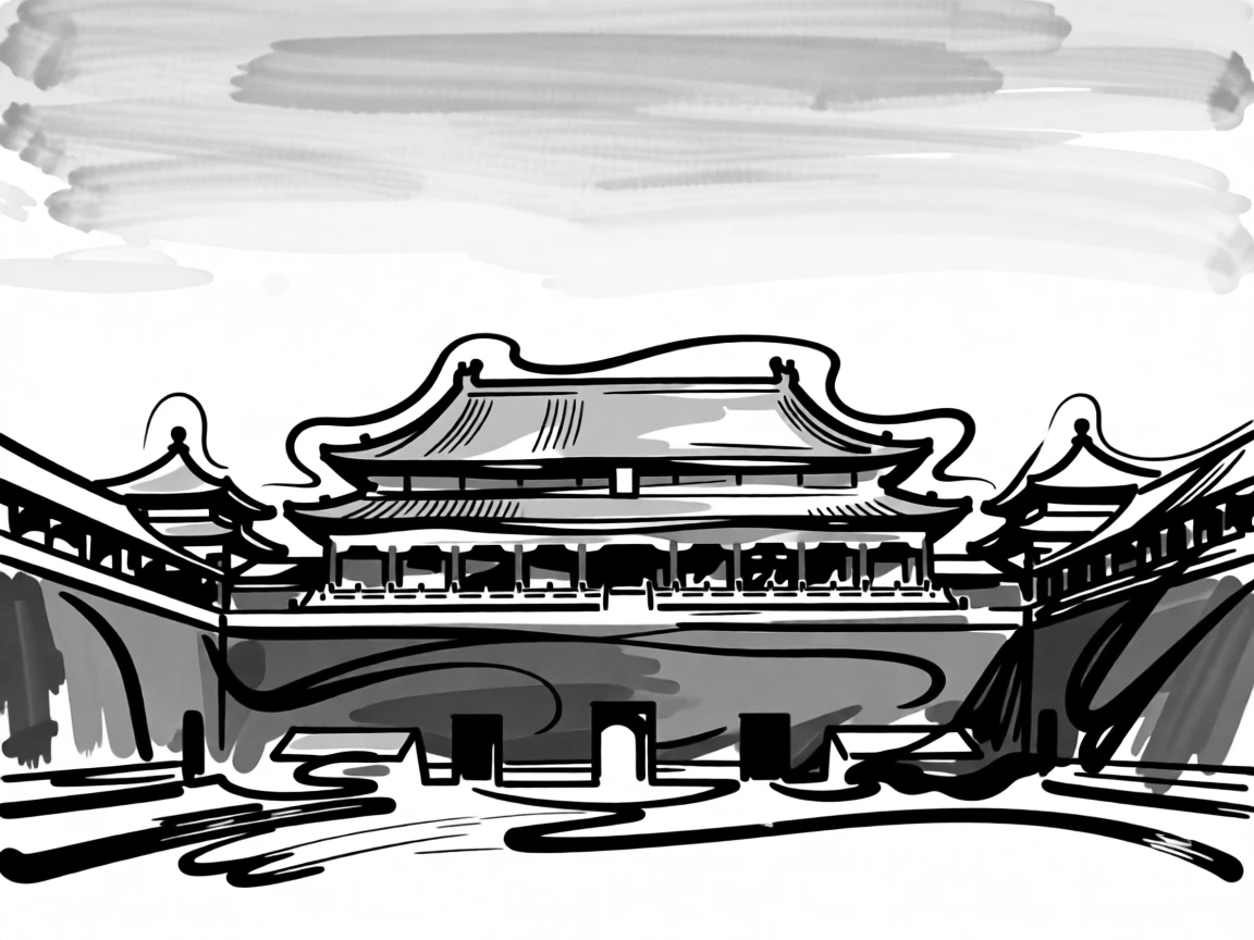 The Forbidden City's red walls and golden rooftops under a clear sky.