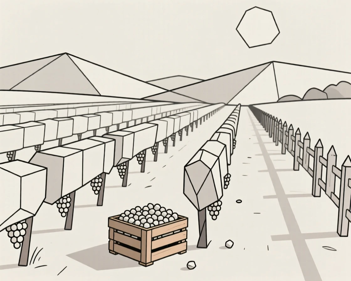 A quiet countryside vineyard at harvest time