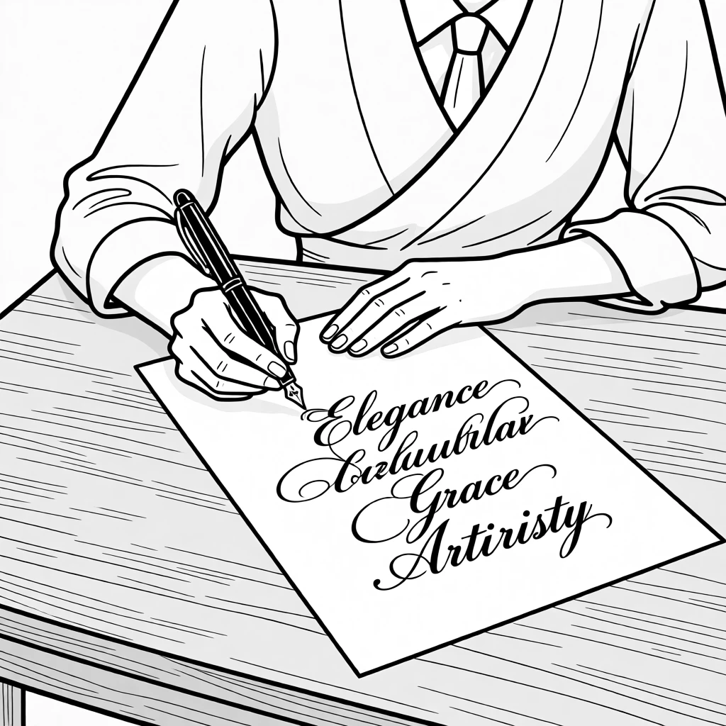 A calligrapher writing elegant letters with a fountain pen