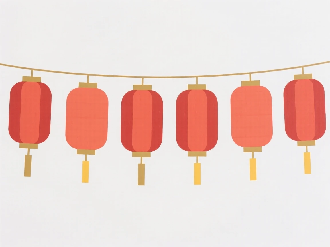 A string of lanterns hanging for a celebration