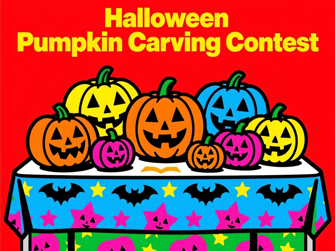Halloween pumpkin carving contest table