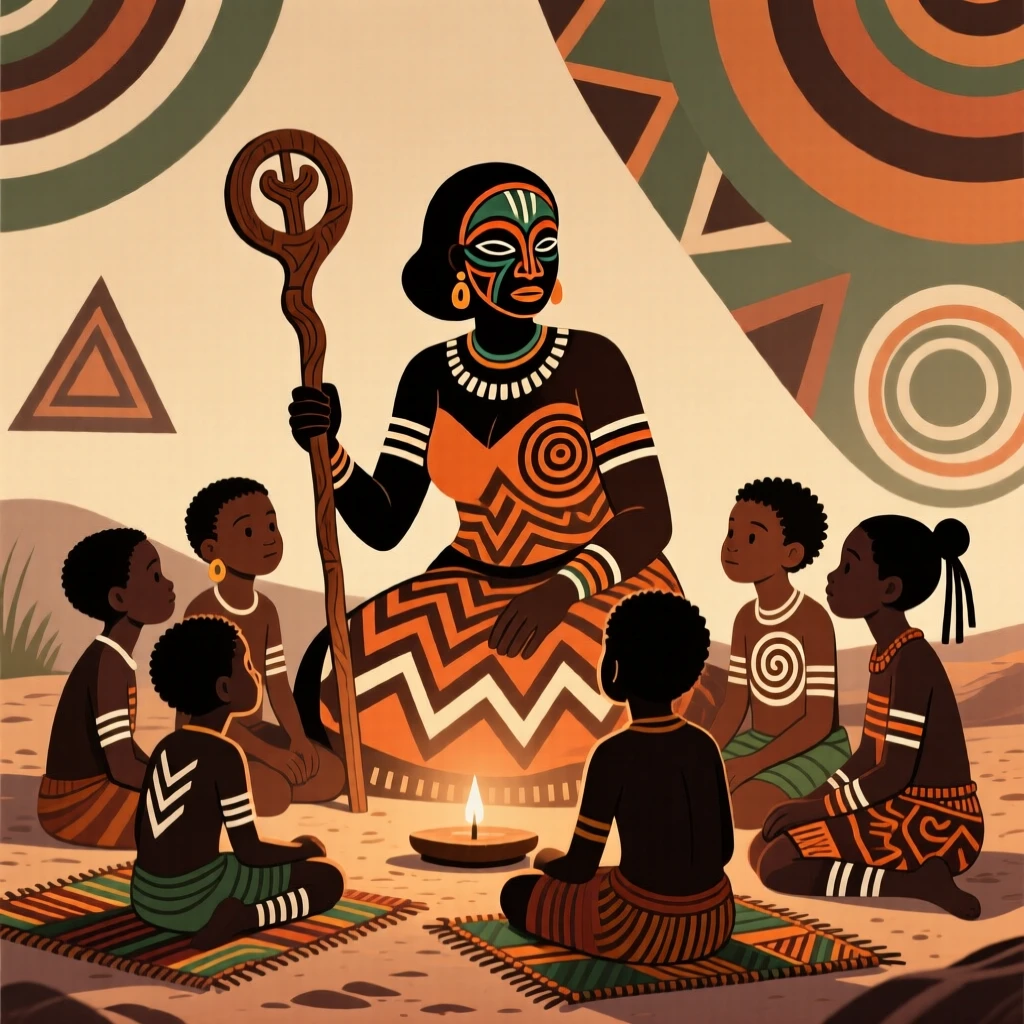 A proud mother and her children gathered for an evening of storytelling.