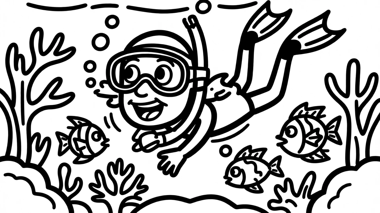 A snorkeler discovering a vibrant coral reef teeming with colorful fish.