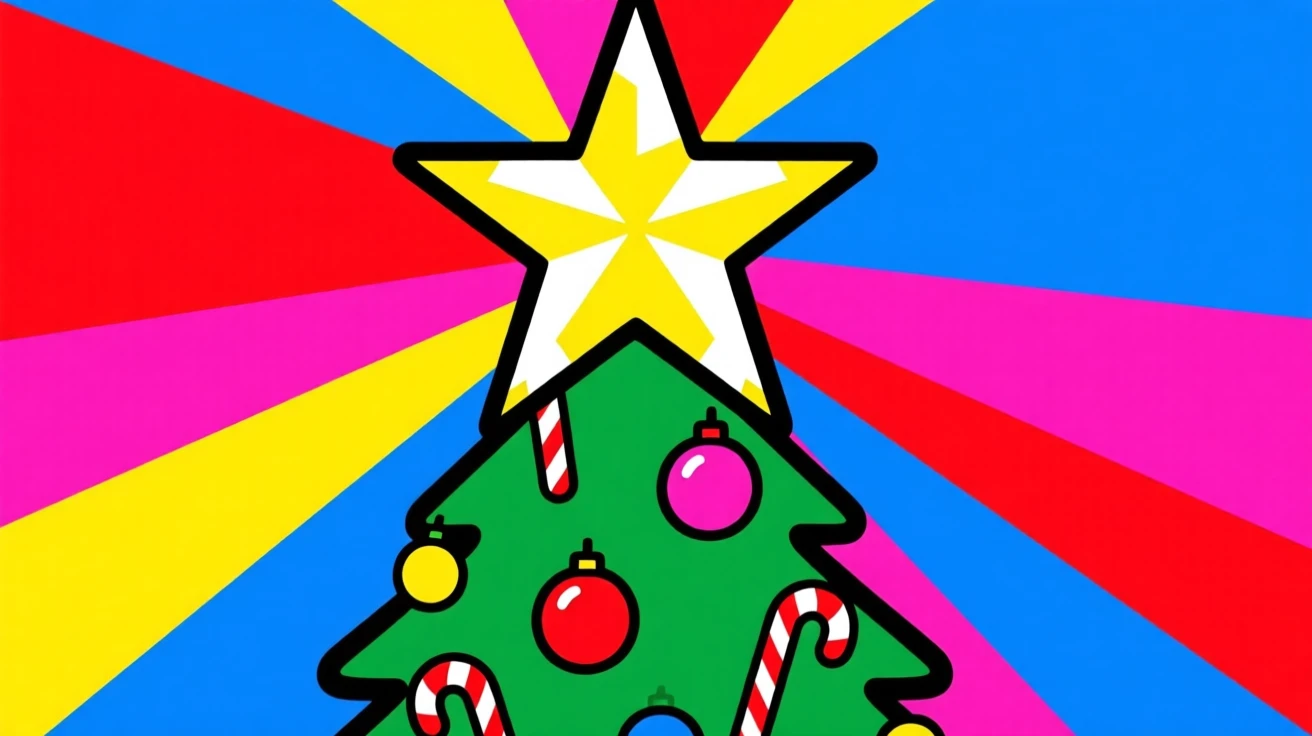 Christmas star shining atop a decorated tree