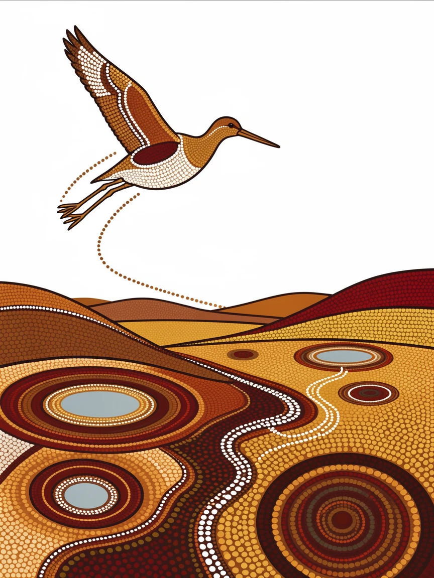 A curlew circling above an open valley