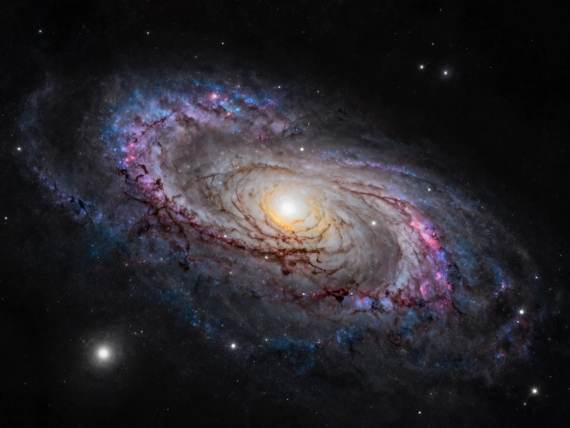 A spiral galaxy swirling with billions of stars against deep black space