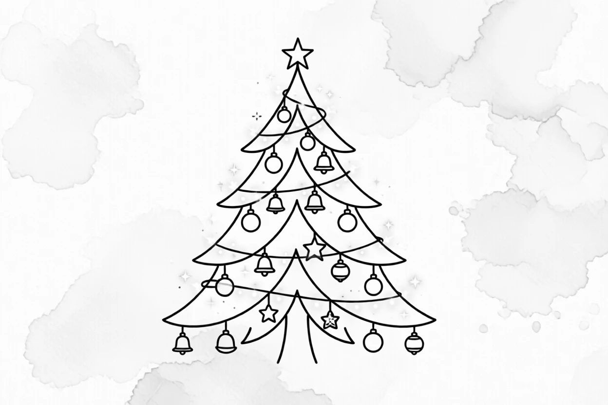 A Christmas tree decorated with ornaments and twinkling lights