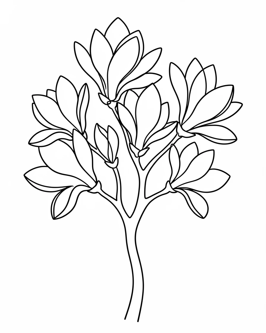 A blooming magnolia tree with large petals opening against a clear sky