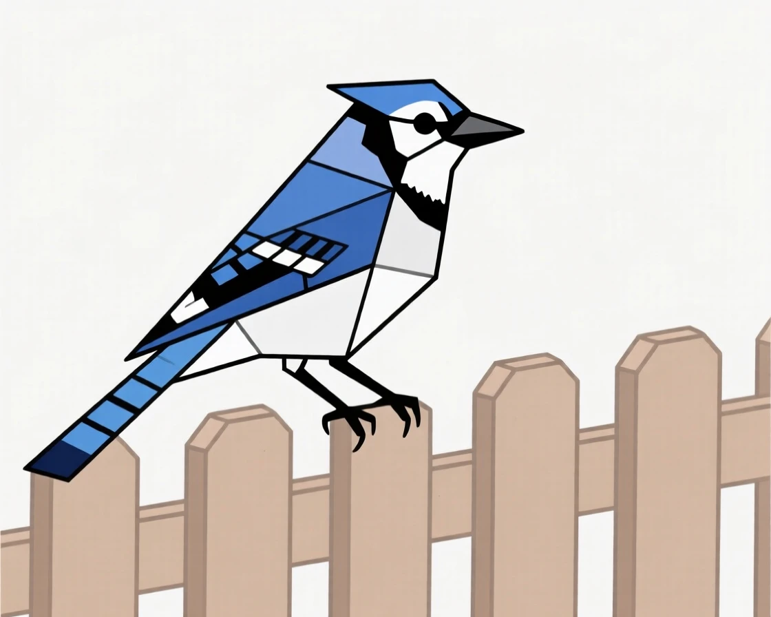 A blue jay perched on a garden fence