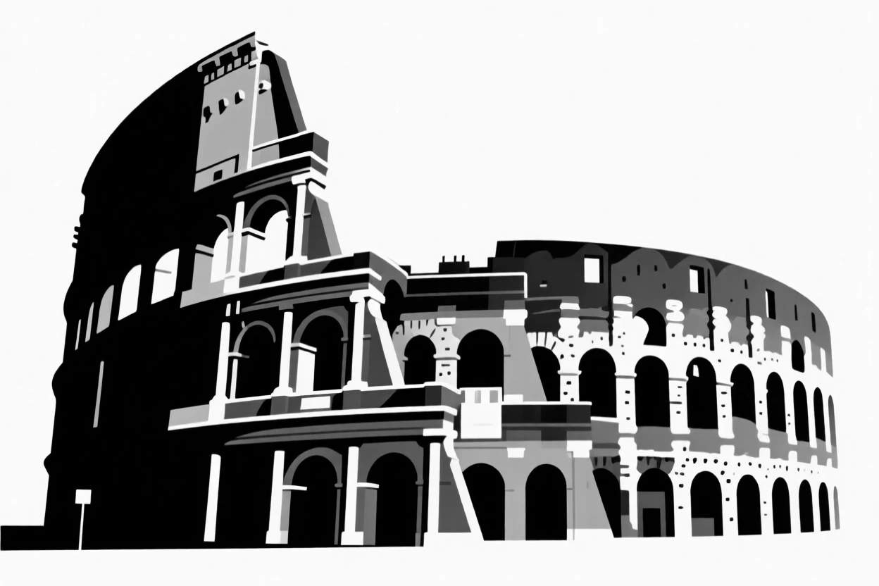 The Colosseum bathed in warm evening light.