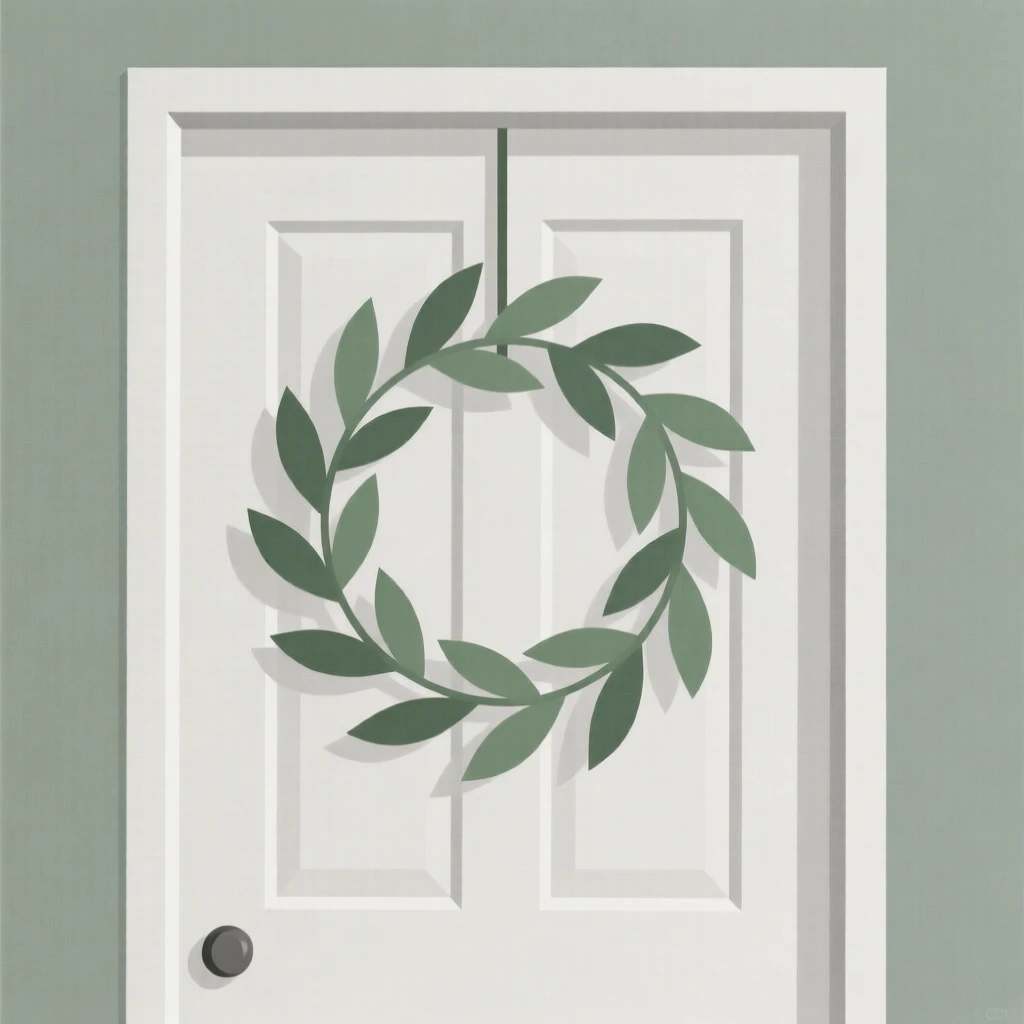 A wreath hanging on a front door