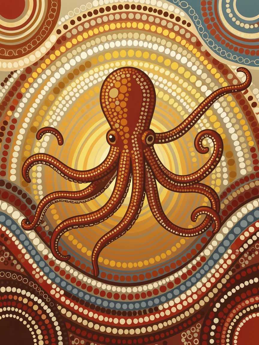 A octopus gliding past sunlit ocean depths