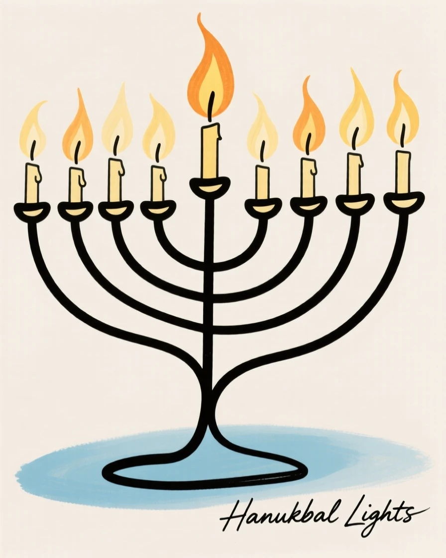A menorah lit for Hanukkah