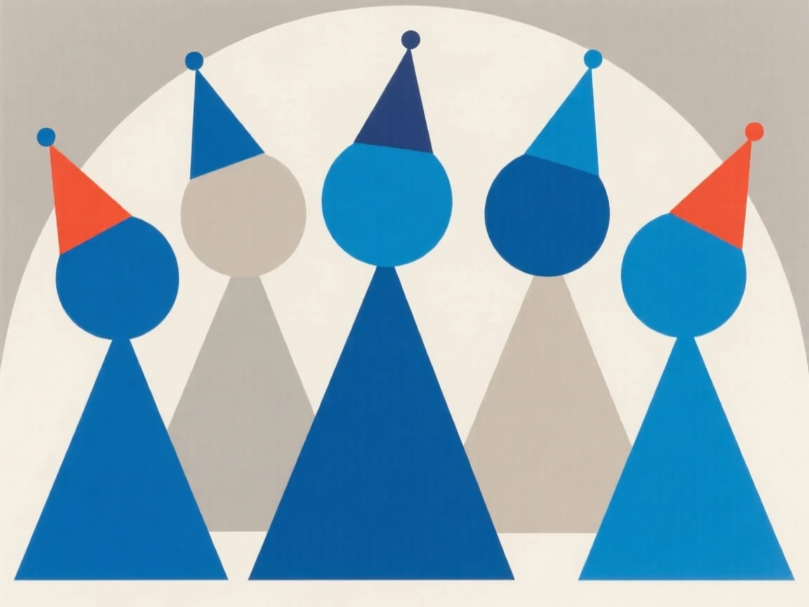 A group of people wearing party hats celebrating