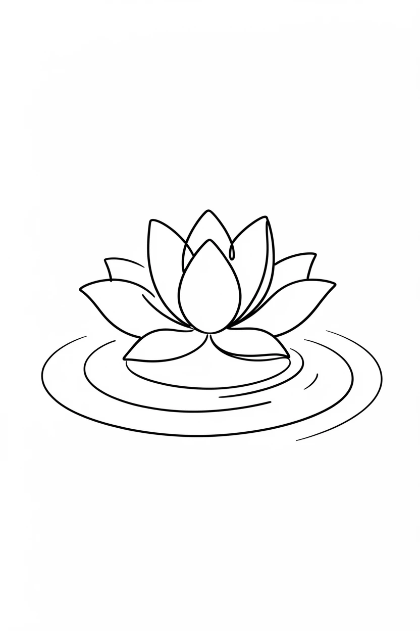 A single lotus flower floating peacefully on a still pond