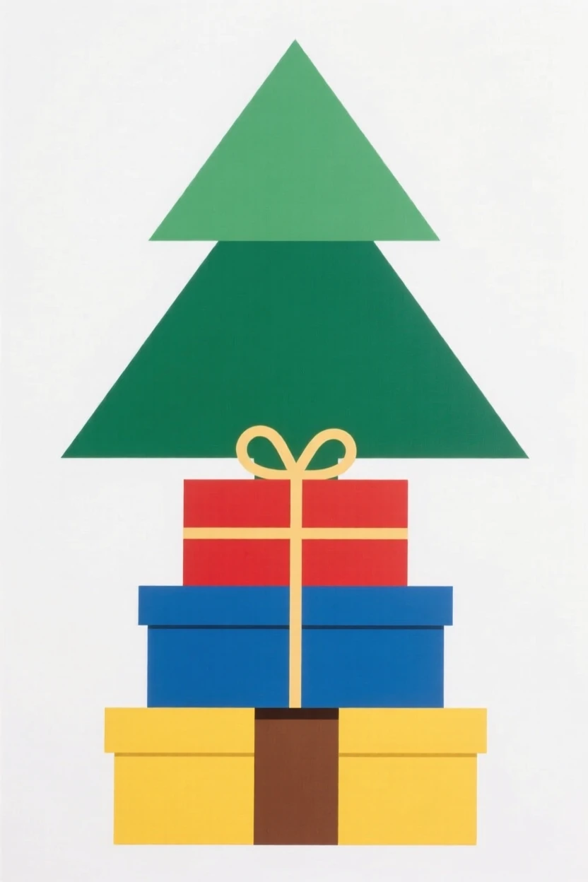 A stack of wrapped gifts under a tree