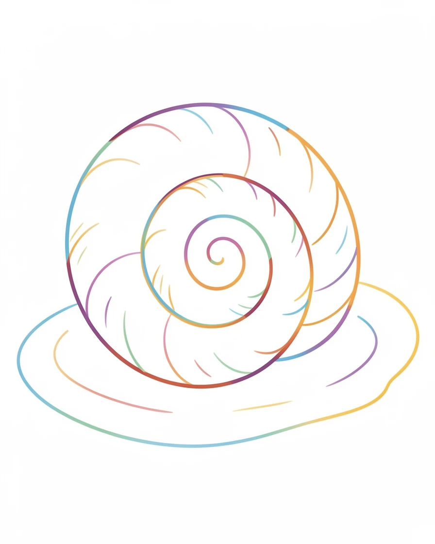 A close-up of a seashell's spiral pattern resting on wet sand.