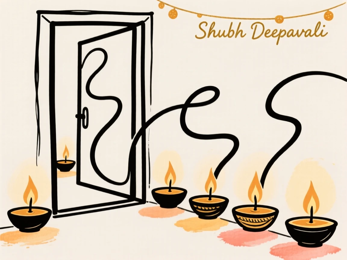 Diwali lamps lining a doorway