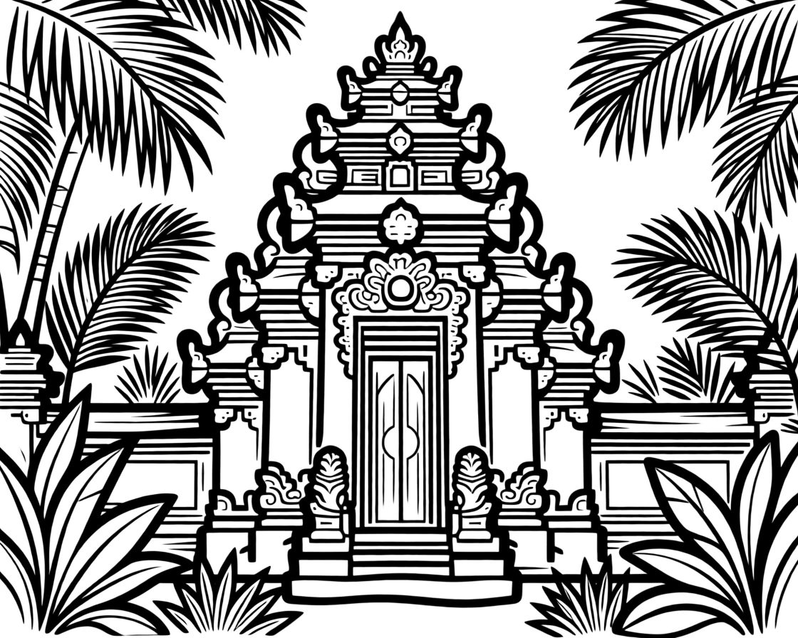 A traditional Balinese temple gate framed by lush tropical jungle.